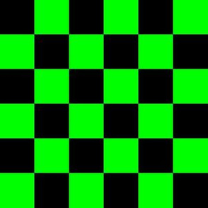 One Inch Black and Lime Green Checkered