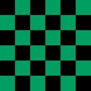 One Inch Black and Shamrock Green Checkered