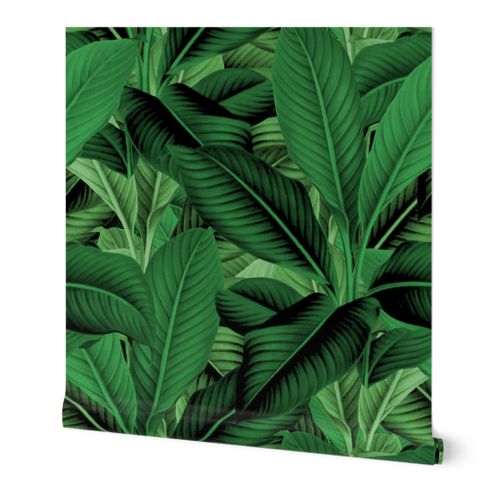Palm In Palm ~ Jungle Green Wallpaper | Spoonflower