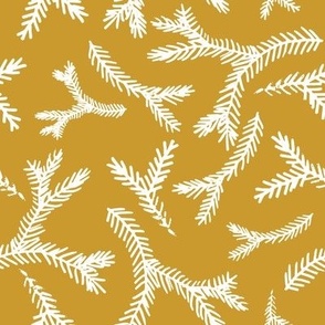 Holiday Twigs on mustard gold