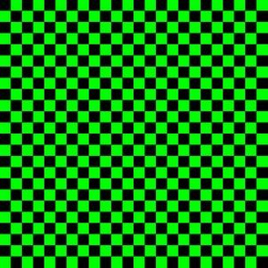 Quarter Inch Black and Lime Green Checkered