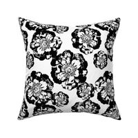 Black and White Floral on White