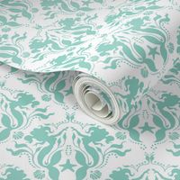 Mermaid Damask Neptune_White