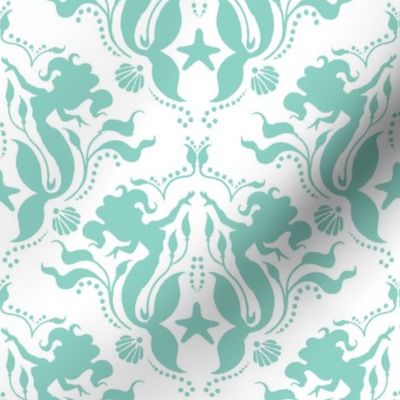 Mermaid Damask Neptune_White