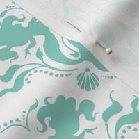 Mermaid Damask Neptune_White