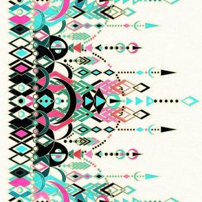 Modern Deco turquoise and pink border print