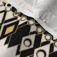 Modern Deco black and cream border print