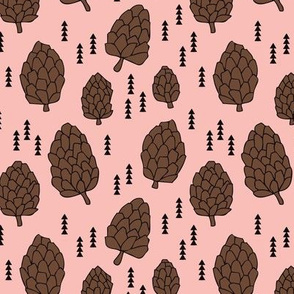 Pine cones winter and fall forest theme in soft pink for girls