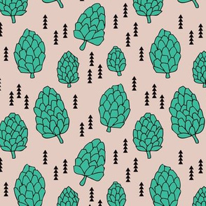 Pine cones winter and fall acorn forest theme in gender neutral mint