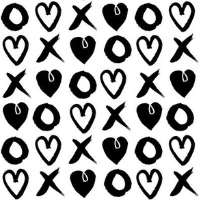 xoxo hearts // black and white hand-drawn illustration