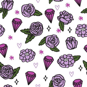 flowers // roses valentines purple pastel girly gem hearts cute girly design