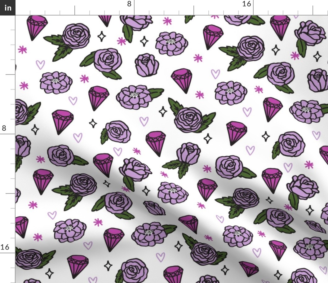 flowers // roses valentines purple pastel girly gem hearts cute girly design