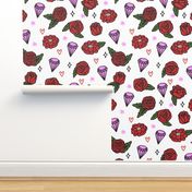 flowers // roses gems heart valentines girly pink purple red girly design