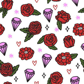 flowers // roses gems heart valentines girly pink purple red girly design