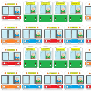 MBTA "T" tea towel Boston subway trains vertical layout