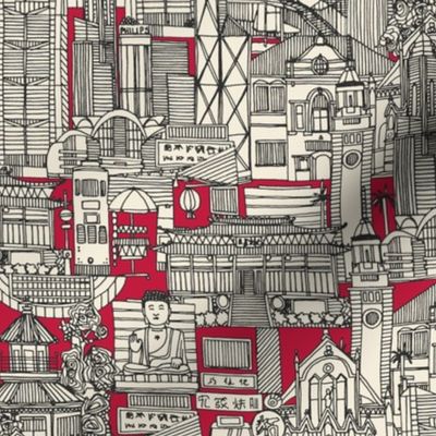 Hong Kong toile de jouy red