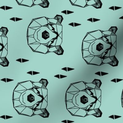 geo bear head // geometric bear head mint kids railroad boys nursery baby 