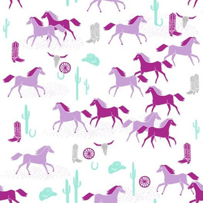 texas horses // cactus longhorn skull cactus cowgirl pastel 