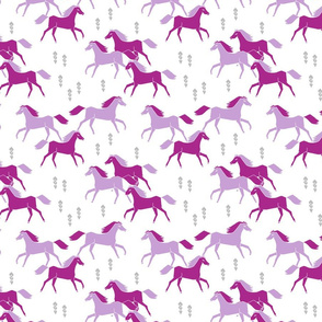 wild horses // purple lavender grey girly pastel sweet girls illustration pattern print
