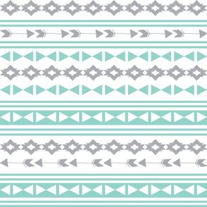 stripe southwest fabric // stripes mint and grey southwest triangles aztec tribal kids nursery 