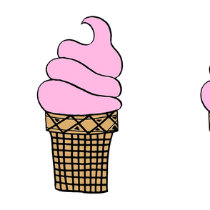 ice cream cone // pink cut and sew plush pillow illustration