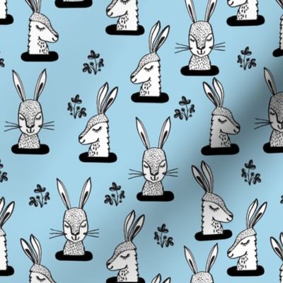 rabbit // sweet bunny rabbit rabbits soft pastel blue girls spring animal print