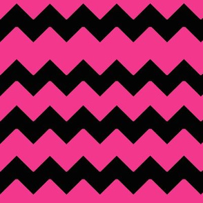 Hot Pink Black Chevron Zig Zag Pattern