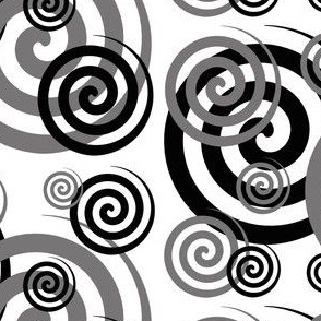 Black Grey Gray Spiral Swirl Geometric Design