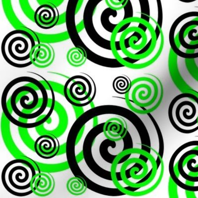 Lime Green Geometric Swirly Twirly Spiral Design