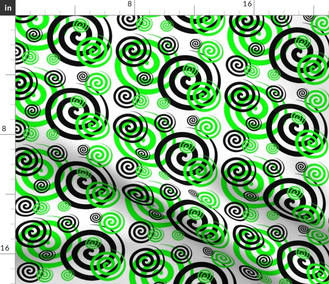 Lime Green Geometric Swirly Twirly Spiral Design