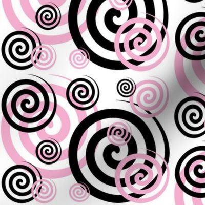 Pink Black Abstract Geometric Swirl