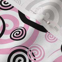 Pink Black Abstract Geometric Swirl