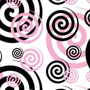 Pink Black Abstract Geometric Swirl