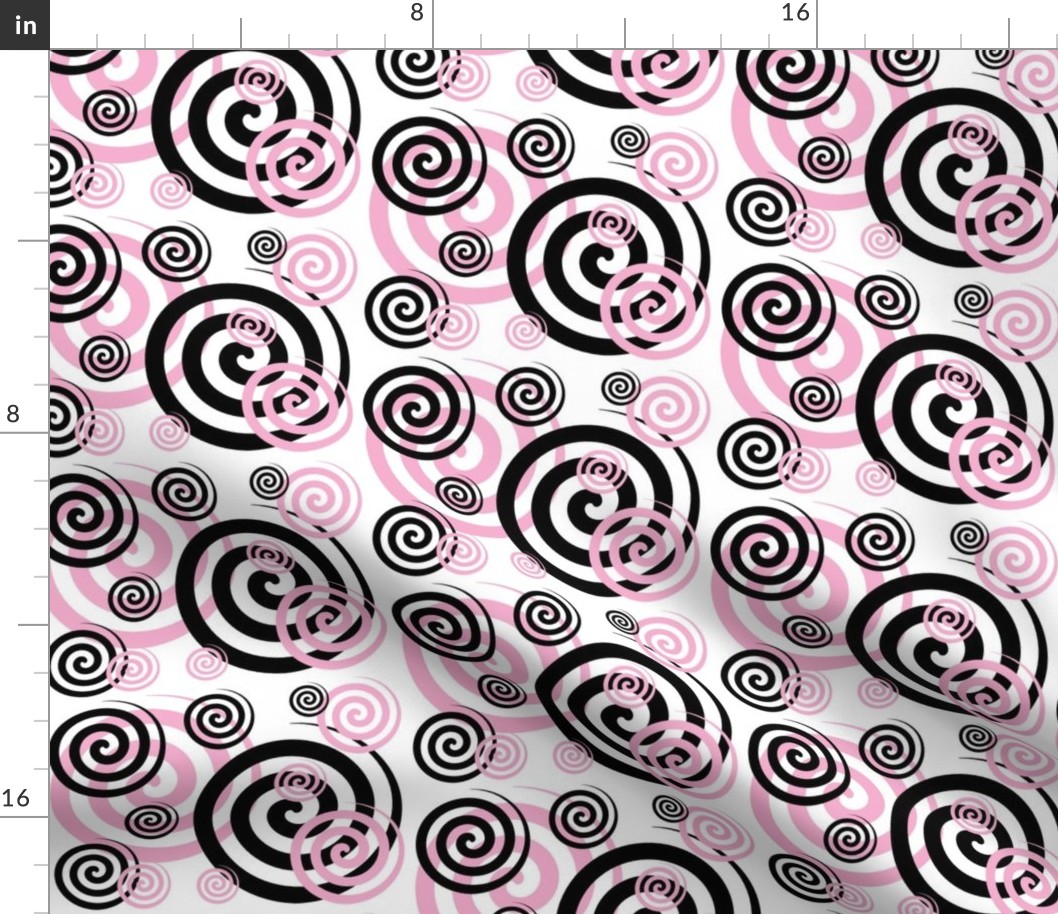 Pink Black Abstract Geometric Swirl