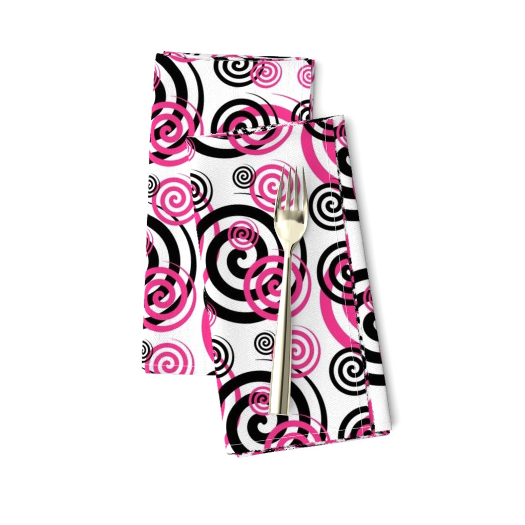 Hot Pink Black Abstract Geometric Swirl