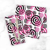 Hot Pink Black Abstract Geometric Swirl