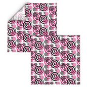 Hot Pink Black Abstract Geometric Swirl