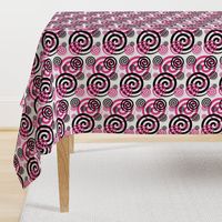 Hot Pink Black Abstract Geometric Swirl