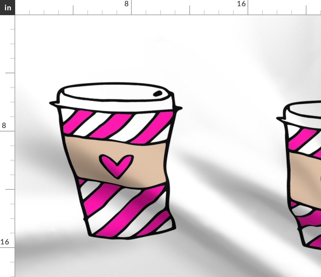 coffee // latte girls pink stripes coffee drink plush cut and sew plushie kids