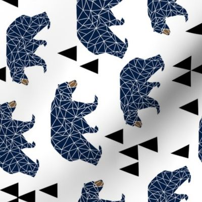 geo bear // navy boys camping baby boy nursery fabric 