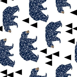 geo bear // navy boys camping baby boy nursery fabric 