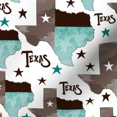 Texas Map Turquoise Large