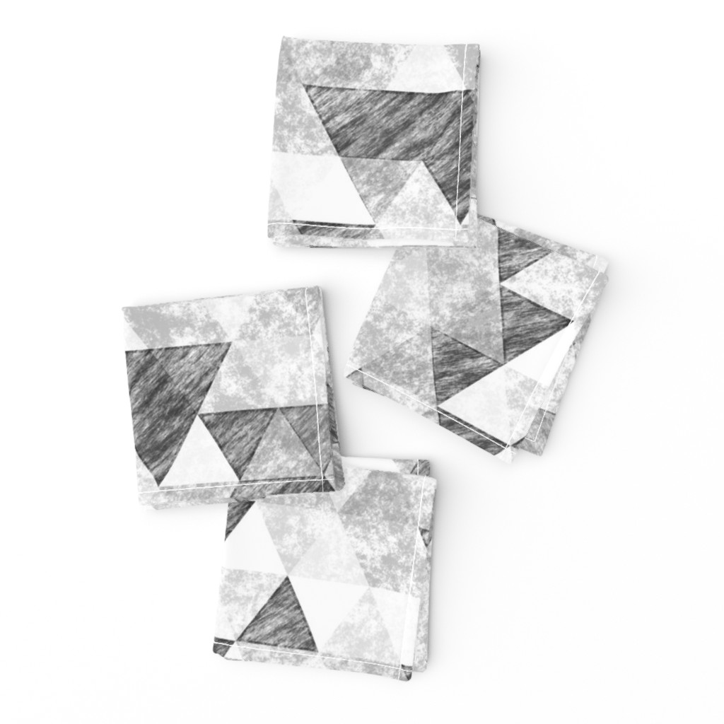 Triangles Grunge Pencil  Geometric Black&White Grey