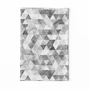 Triangles Grunge Pencil  Geometric Black&White Grey