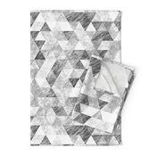 Triangles Grunge Pencil  Geometric Black&White Grey