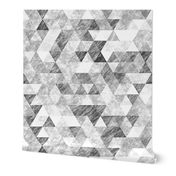 Triangles Grunge Pencil  Geometric Black&White Grey