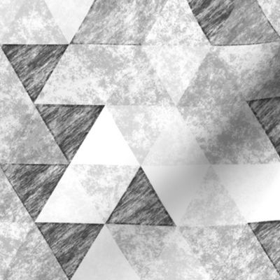 Triangles Grunge Pencil  Geometric Black&White Grey