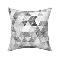 Triangles Grunge Pencil  Geometric Black&White Grey