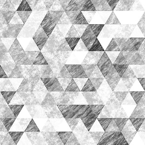 Triangles Grunge Pencil  Geometric Black&White Grey