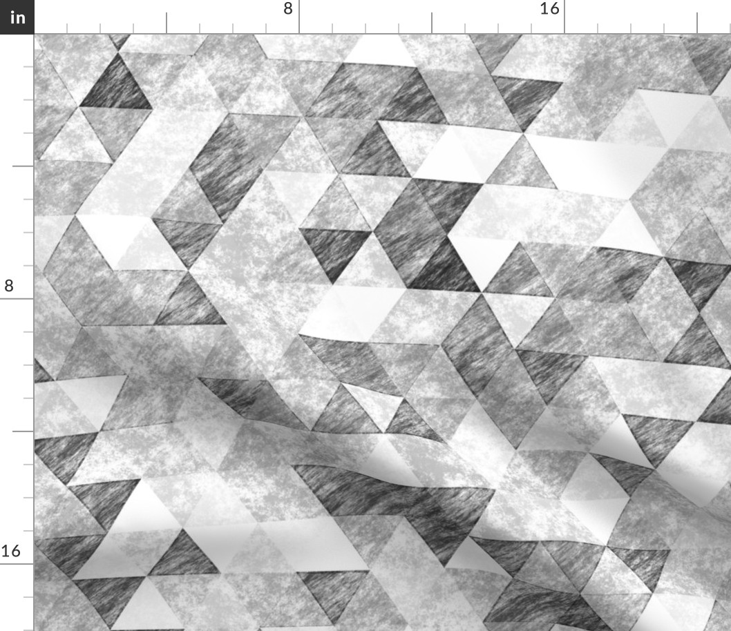 Triangles Grunge Pencil  Geometric Black&White Grey